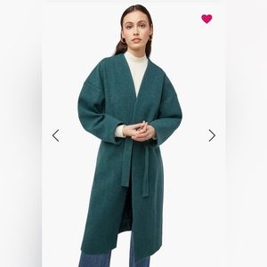 Wrap Front Double Knit Robe Coat in Ponderosa Pine (blue-ish green)